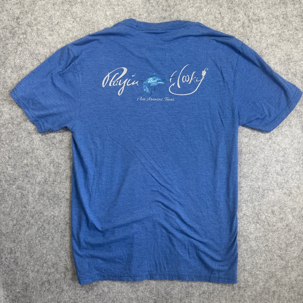 Playin Hooky Mens Port Aransas Texas Marlin Graphic T Shirt Small Blue Fishing